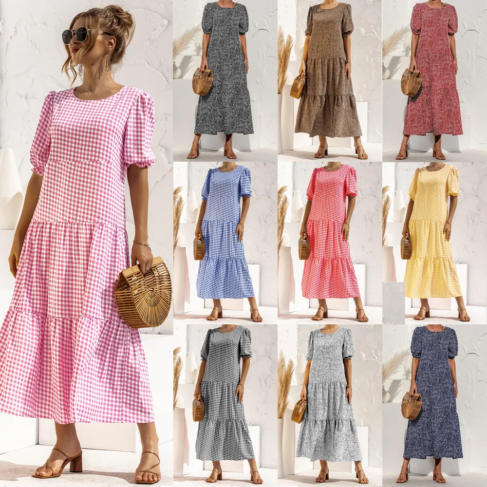 2021 Spring/Summer Ladies Fashion Explosion Style Puff Sleeve Polka Dot Plaid Loose Stitching Simple Dress Long Skirt
2021 Spring/Summer Ladies Fashion Explosion Style Puff Sleeve Polka Dot Plaid Loose Stitching Simple Dress Long Skirt