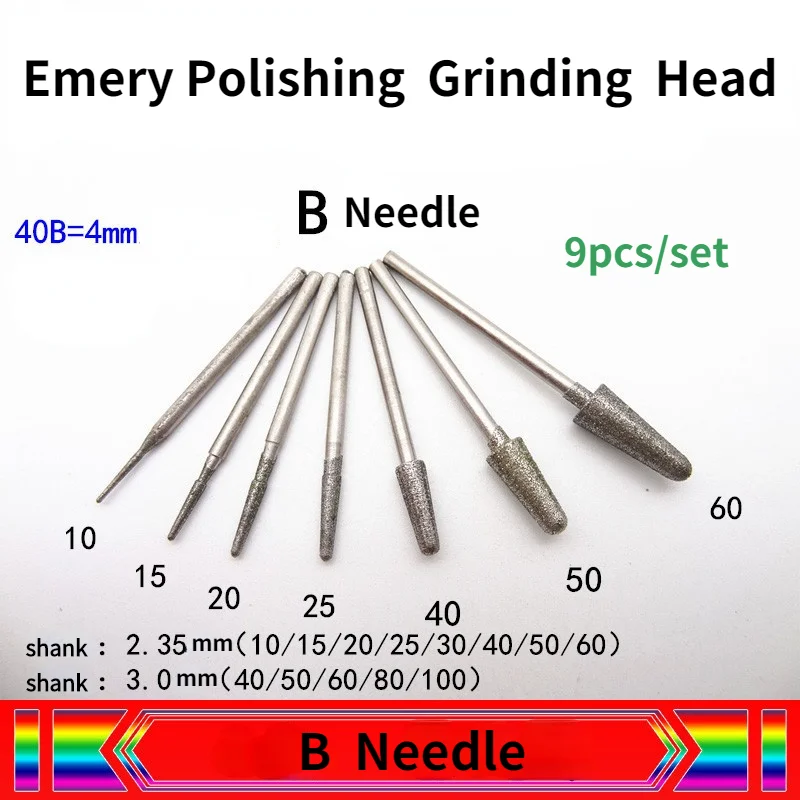 Class B Jade Carving Diamond Grinding Head / B Needle Round Head Cone Inverted Horn Head / Jadeite Grinding and Polishing Needle
Class B Jade Carving Diamond Grinding Head / B Needle Round Head Cone Inverted Horn Head / Jadeite Grinding and Polishing Needle
