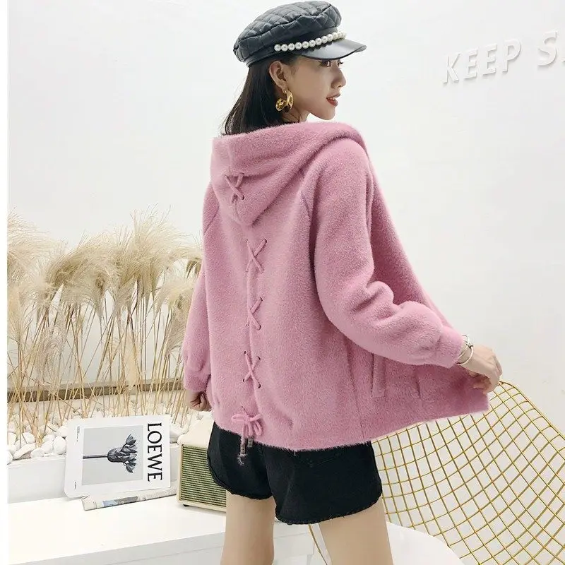 Imitation Mink Sweater Female Short Coat New Velvet Hooded Cardigan Women's Outerwear Autumn and Winter Thick Versatile f2338
Imitation Mink Sweater Female Short Coat New Velvet Hooded Cardigan Women's Outerwear Autumn and Winter Thick Versatile f2338