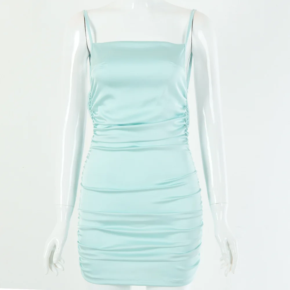 Dress Women Spaghetti Strap Mini Satin Sexy Backless Cross Bandage Hips Party Dress Pleated Stretch Short Club Dress Bodycon
Dress Women Spaghetti Strap Mini Satin Sexy Backless Cross Bandage Hips Party Dress Pleated Stretch Short Club Dress Bodycon