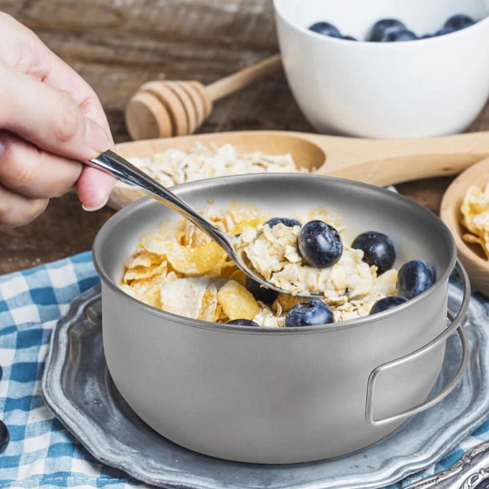 400ML Titanium Bowl Super Lightweight Camping Bowl Portable Tableware Cooking Bowl with Folding Handle Outdoor Tableware
400ML Titanium Bowl Super Lightweight Camping Bowl Portable Tableware Cooking Bowl with Folding Handle Outdoor Tableware