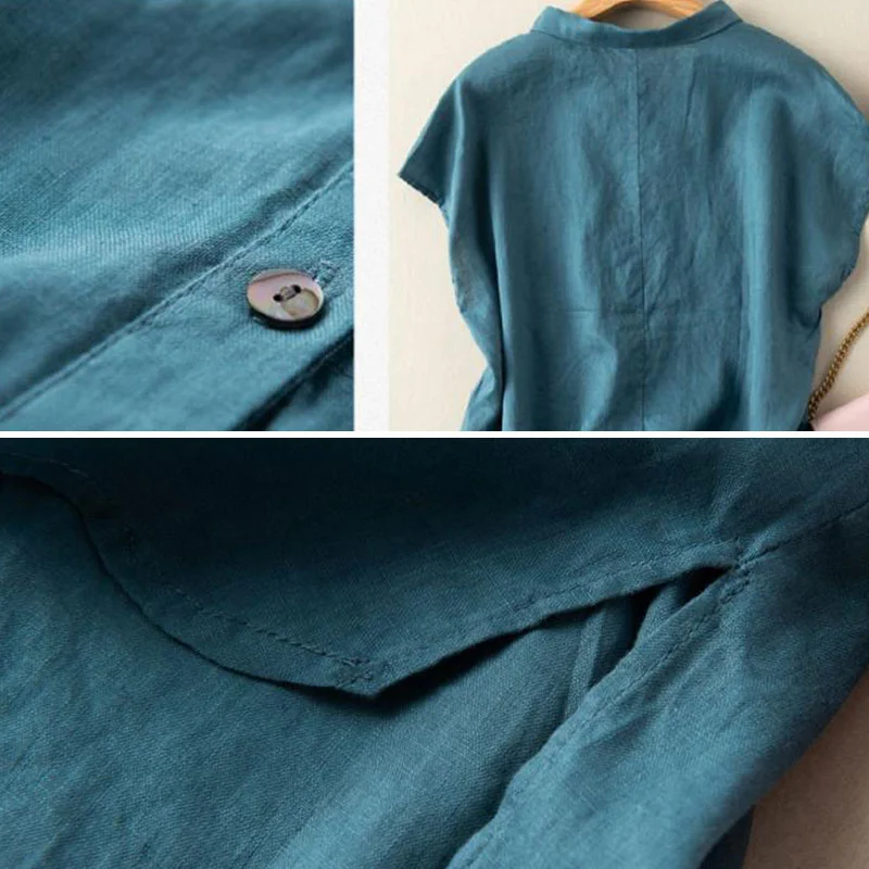 Cotton and linen casual shirt women's fashion summer 2021 new Korean style design short front and long loose blouse
Cotton and linen casual shirt women's fashion summer 2021 new Korean style design short front and long loose blouse