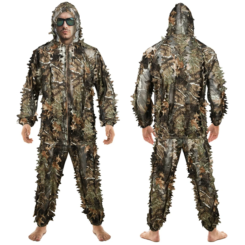 

3D Bionic Maple Leaf Hunting Breathable Ghillie Suit Camouflage Sniper Birdwatch Clothing Airsoft Tactical Hunting Clothes Set
