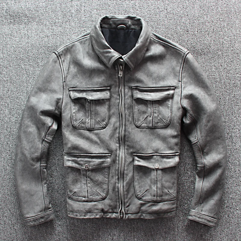 Vintage Grey 2021 Casual Style Genuine Leather Jacket Men Plus Size 5XL Real Natural Cowhide Slim Fit Autumn Coat
Vintage Grey 2021 Casual Style Genuine Leather Jacket Men Plus Size 5XL Real Natural Cowhide Slim Fit Autumn Coat