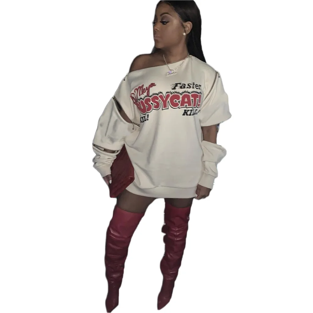 Autumn Winter Fashion Casual Streetwear Solid Color Letter Print Personality Women Sweater Dress With Zippers Adjustable Sleeve
Autumn Winter Fashion Casual Streetwear Solid Color Letter Print Personality Women Sweater Dress With Zippers Adjustable Sleeve