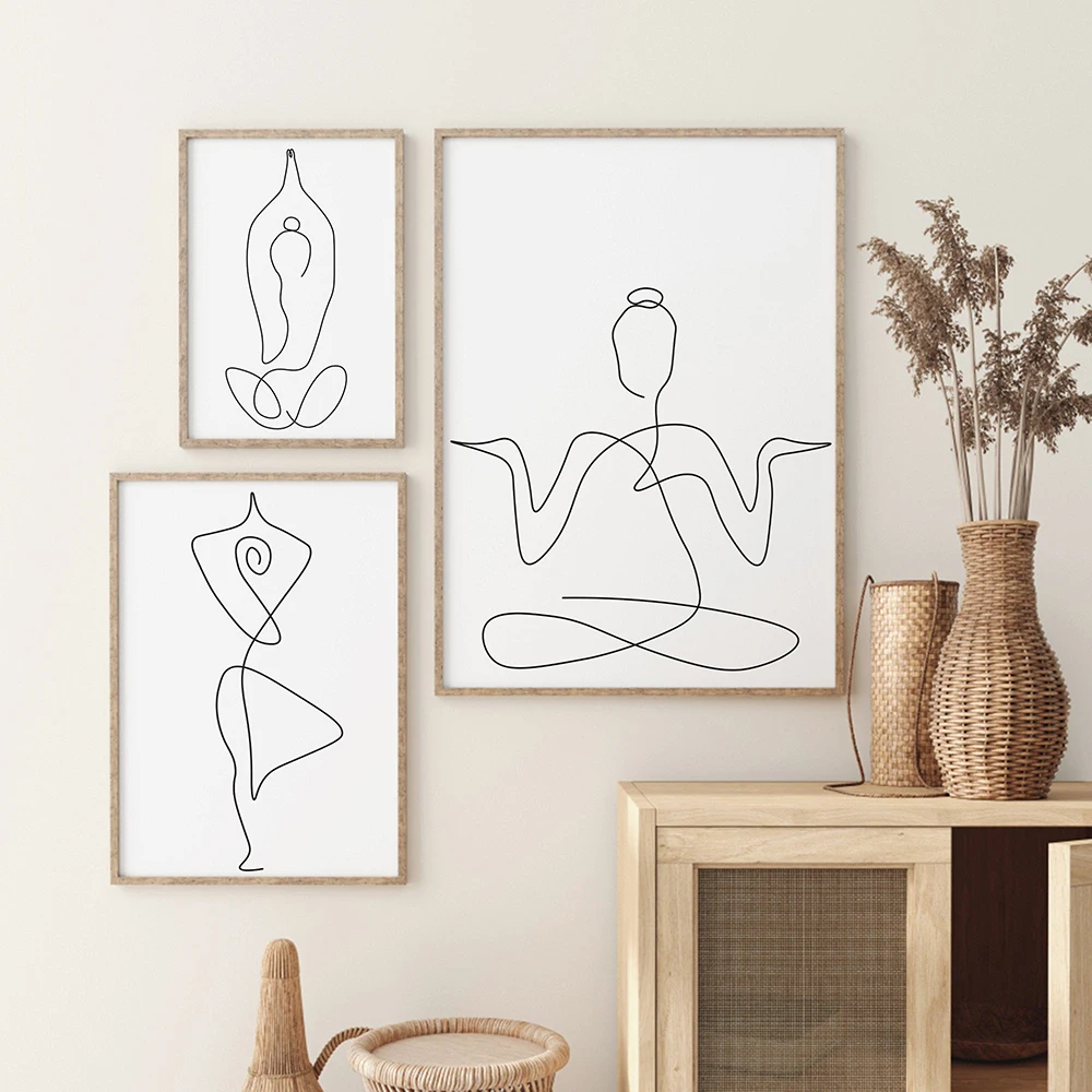 

Современный минималистичный плакат для йоги, поза, HD печать, холст, живопись, абстрактная линия, тело, настенные картины, интерьер, гостиная, домашний декор