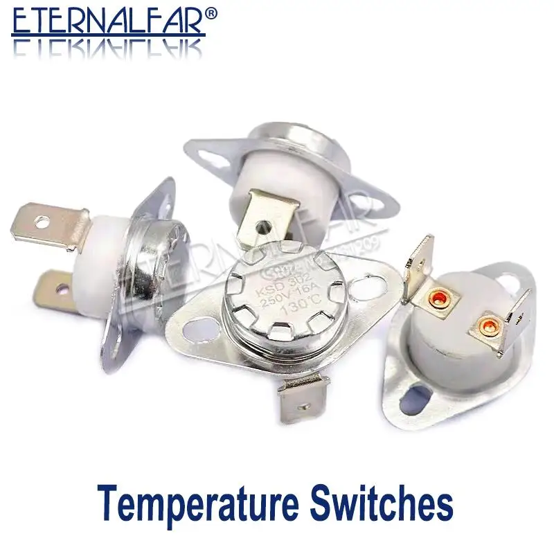 KSD302 16A 45 65 75 97 150 C Degrees Ceramics Bent foot Thermostat Normally Open Closed Temperature Switch Temperature Control 
KSD302 16A 45 65 75 97 150 C Degrees Ceramics Bent foot Thermostat Normally Open Closed Temperature Switch Temperature Control