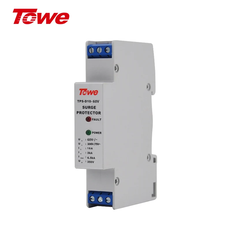 TOWE TPS-D10-60V New Surge Protector Single-Phase SPD 3KA-6KA DC Power Surge Protective Device Arrester for D Level Low Voltage
TOWE TPS-D10-60V New Surge Protector Single-Phase SPD 3KA-6KA DC Power Surge Protective Device Arrester for D Level Low Voltage