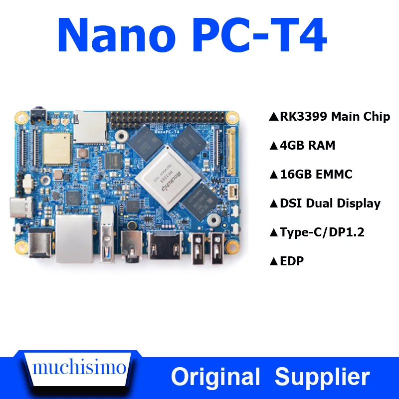 NanoPC T4 макетная плата с открытым исходным кодом RK3399 ARM DDR3 ОЗУ 4 Гб Гбит/с Ethernet