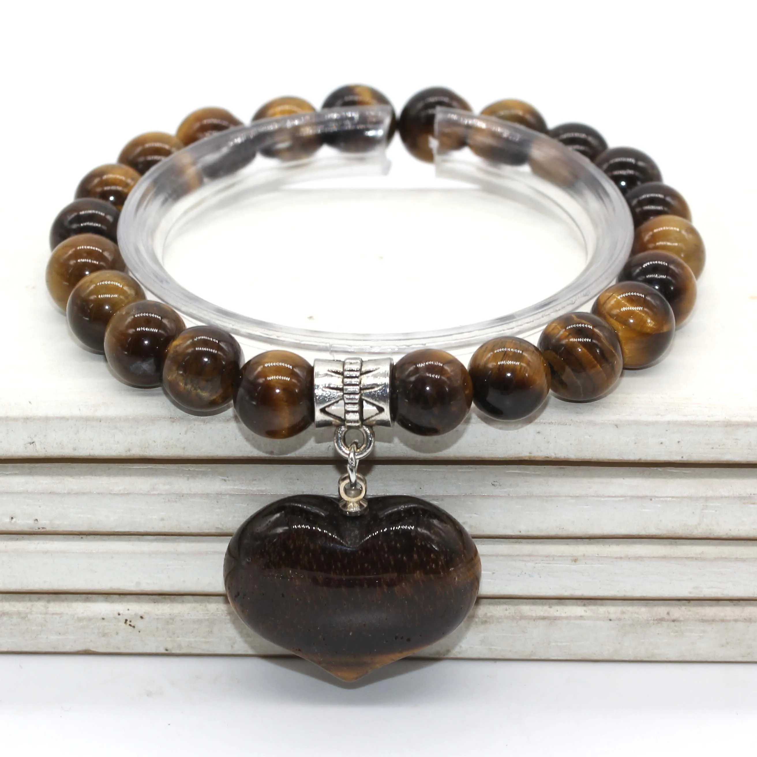 Trendy-beads Silver Plated Natural Tiger Eye Stone Cute Heart Connect 8 mm Round Beads Stretchy Bracelet
Trendy-beads Silver Plated Natural Tiger Eye Stone Cute Heart Connect 8 mm Round Beads Stretchy Bracelet