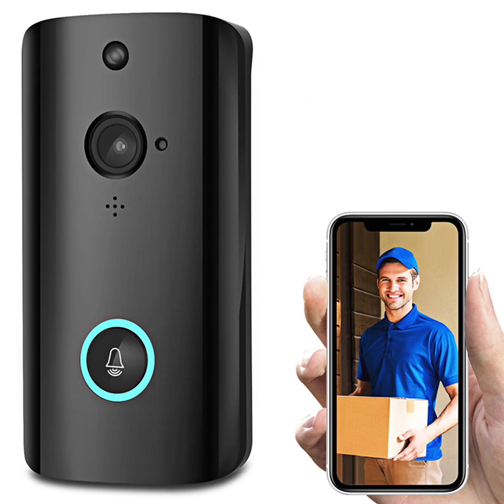 

Wi-Fi Video Doorbell Camera 720P Visual Real-time Intercom Wireless Video Bell with Motion Detection Night Vision 2-Way Talk