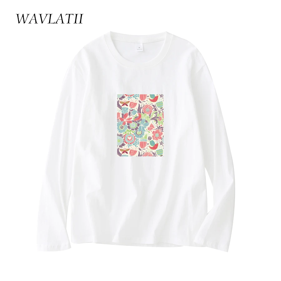WAVLATII Новые женские футболки из 100% хлопка, женские повседневные топы с длинным рукавом, женские мягкие черные и белые футболки WLT2104
WAVLATII Новые женские футболки из 100% хлопка, женские повседневные топы с длинным рукавом, женские мягкие черные и белые футболки WLT2104