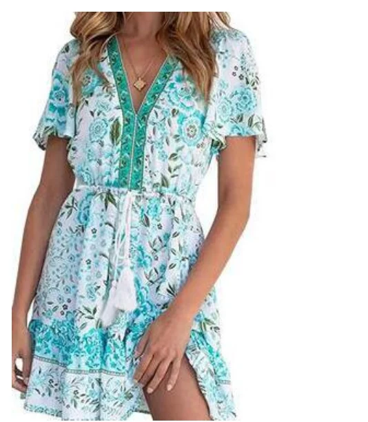 Houthion Women's Dress New Printed Dress Short Sleeve V-neck Fashion Casual Hedging Knitting Sexy Bohemia
Houthion Women's Dress New Printed Dress Short Sleeve V-neck Fashion Casual Hedging Knitting Sexy Bohemia