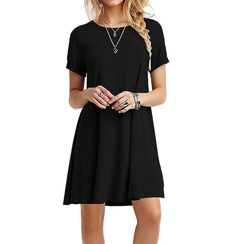 Fashion Women Dress Solid Summer Female Long Tops Tee Casual Loose Straight Dress O-Neck Short Sleeve dress Vestidos
Fashion Women Dress Solid Summer Female Long Tops Tee Casual Loose Straight Dress O-Neck Short Sleeve dress Vestidos