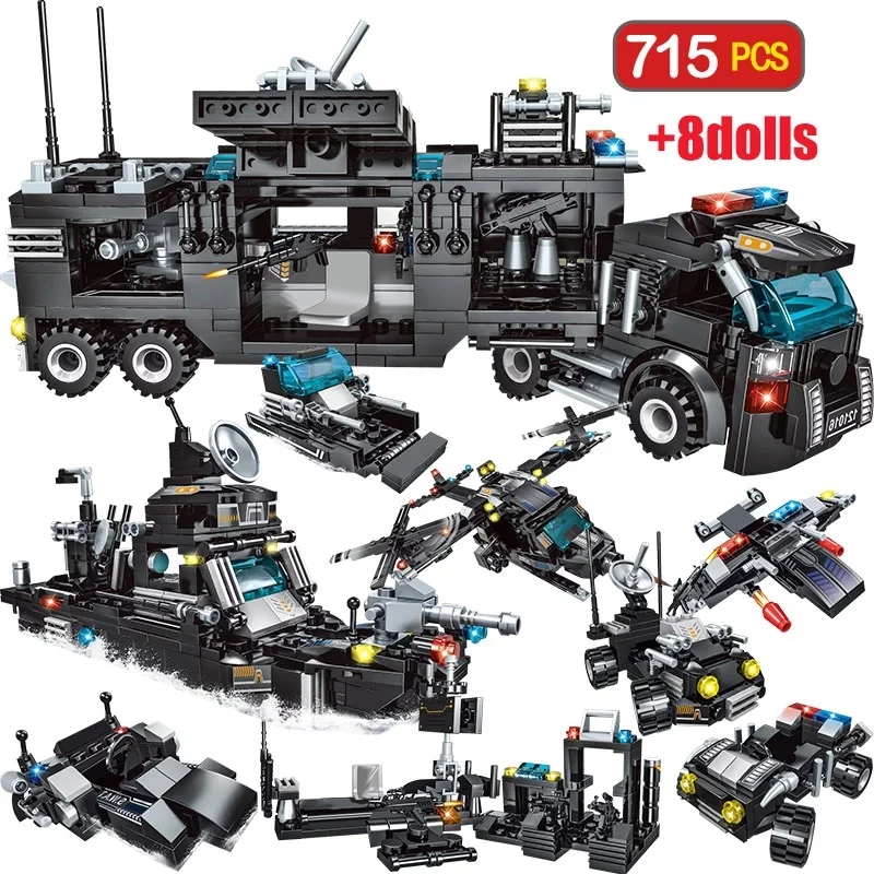 715 шт. Детский конструктор городской полицейский участок|Блочные конструкторы| |