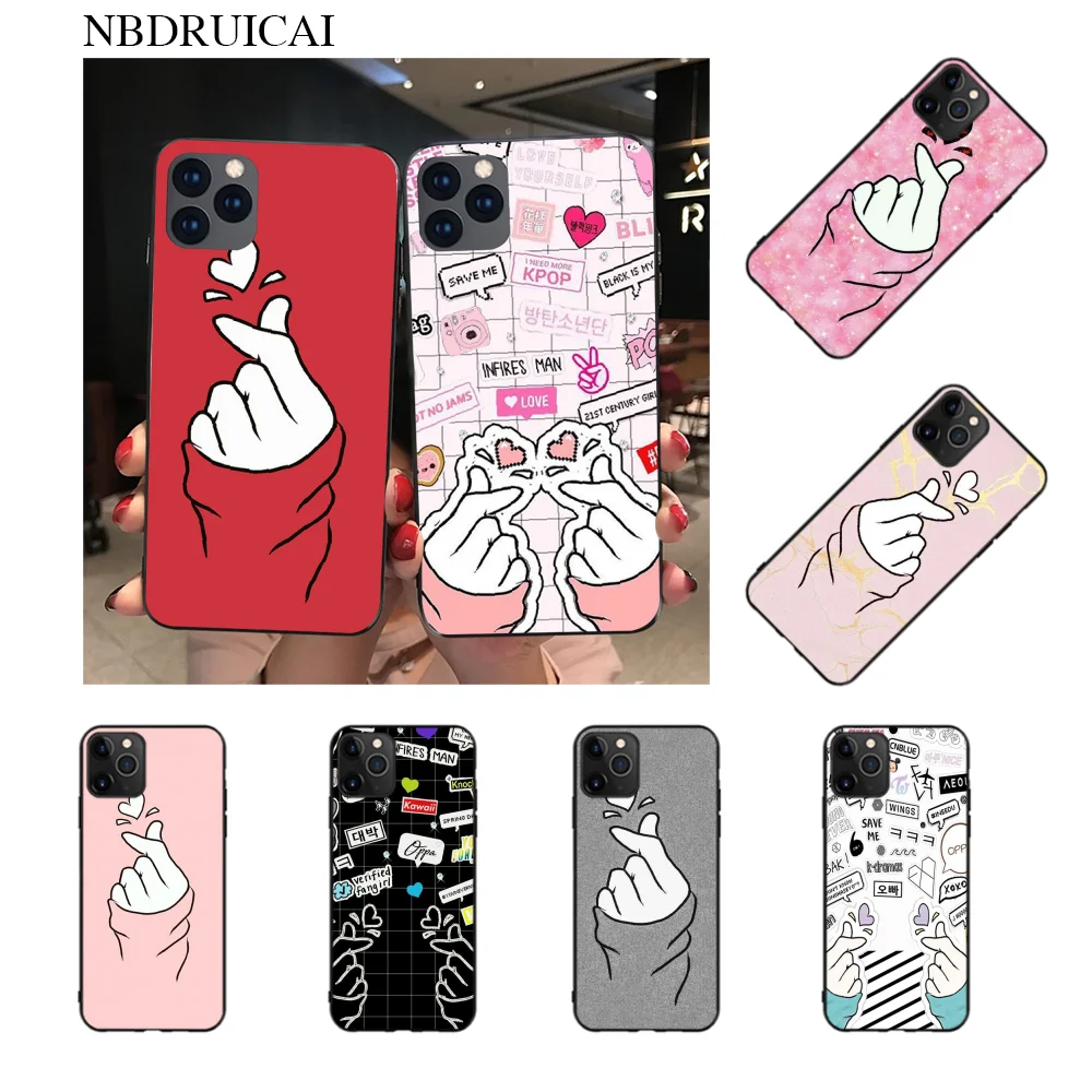 NBDRUICAI Love on the finger kpop heart DIY Роскошный чехол для телефона iPhone 11 pro XS MAX 8 7 6 6S Plus X 5S SE XR