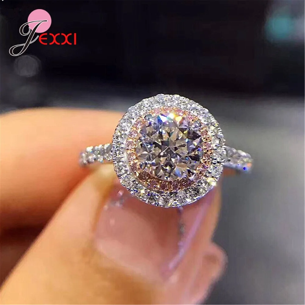 Bling CZ камень круглая петля украшение для пальцев кольца серебро 925 пробы сияющий