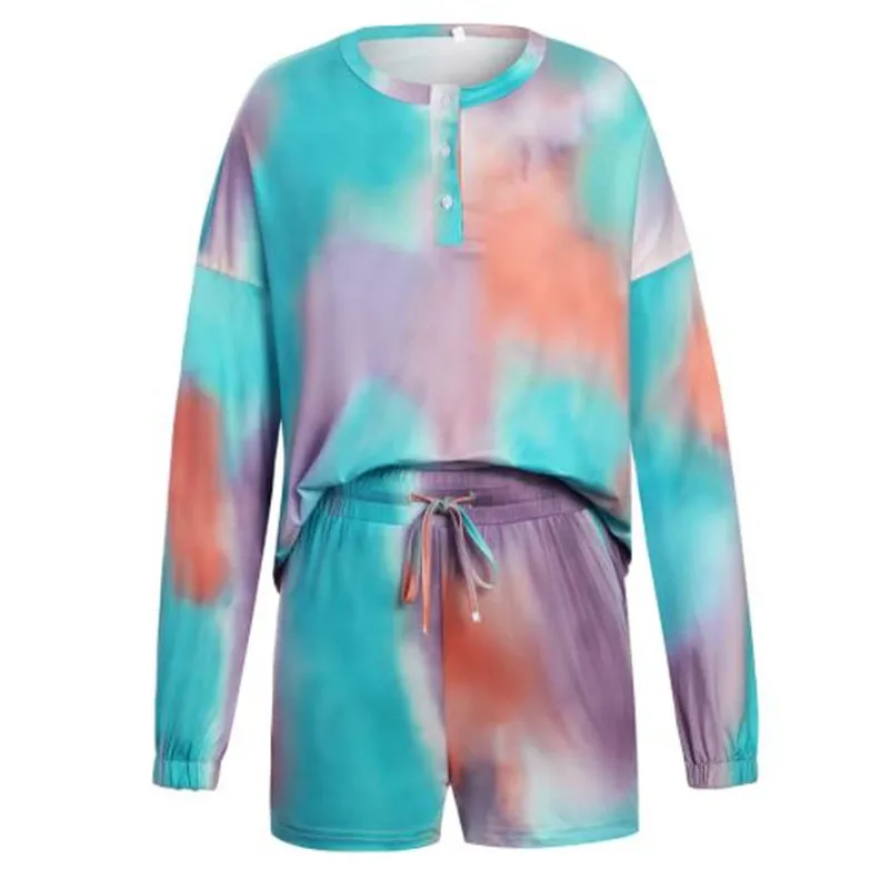 Woman Pajama Sets Autumn and winter tie-dye printing ladies homewear suit long-sleeved top and drawstring shorts two-piece suit
Woman Pajama Sets Autumn and winter tie-dye printing ladies homewear suit long-sleeved top and drawstring shorts two-piece suit