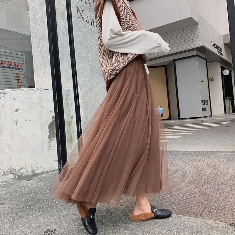 2020 autumn Vintage Tulle Skirt Women Elastic High Waist Mesh Skirts Long Pleated Tutu Skirt Female Bridesmaid Ball Skirts
2020 autumn Vintage Tulle Skirt Women Elastic High Waist Mesh Skirts Long Pleated Tutu Skirt Female Bridesmaid Ball Skirts