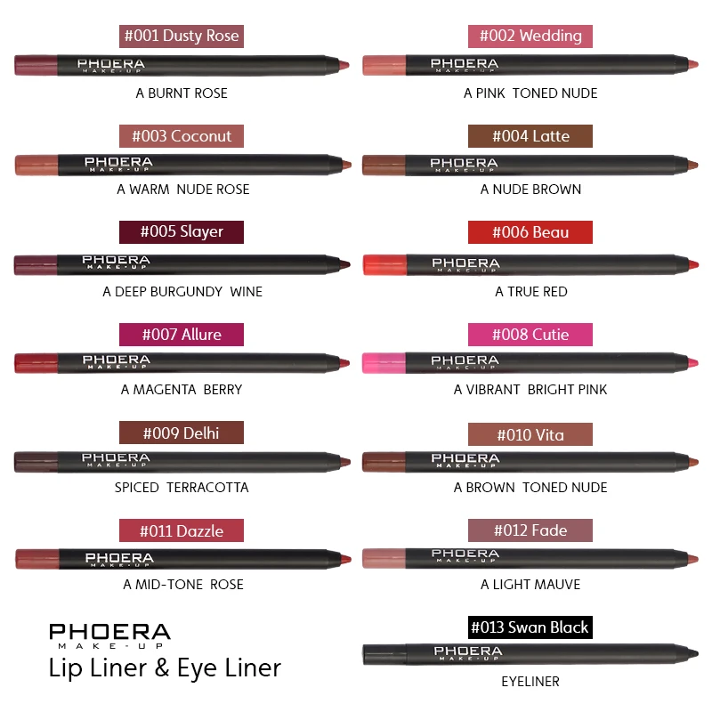 PHOERA 13 Colors Fashion Lipstick Makeup Pencils Long Lasting Pigments Waterproof Matte Lip Liner Lipstick Pen Makeup Tool
PHOERA 13 Colors Fashion Lipstick Makeup Pencils Long Lasting Pigments Waterproof Matte Lip Liner Lipstick Pen Makeup Tool