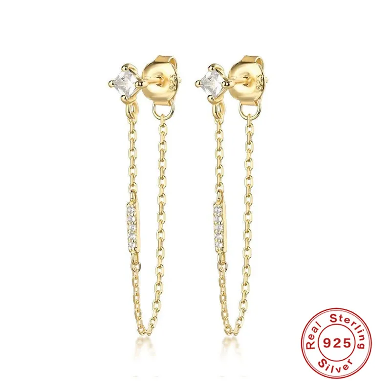 Aide 925 Sterling Silver Gold Long Chain Tassel Stud Earrings Piercing Line Pendiente Zircon Earring European Jewelry For Women
Aide 925 Sterling Silver Gold Long Chain Tassel Stud Earrings Piercing Line Pendiente Zircon Earring European Jewelry For Women