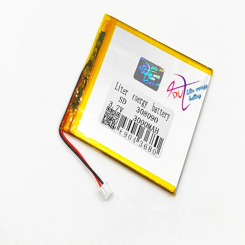 JST XH 2 54 мм 308090 3 7 в 3000 мАч разъем литий-полимерный аккумулятор для Mp3 DVD GPS динамик |