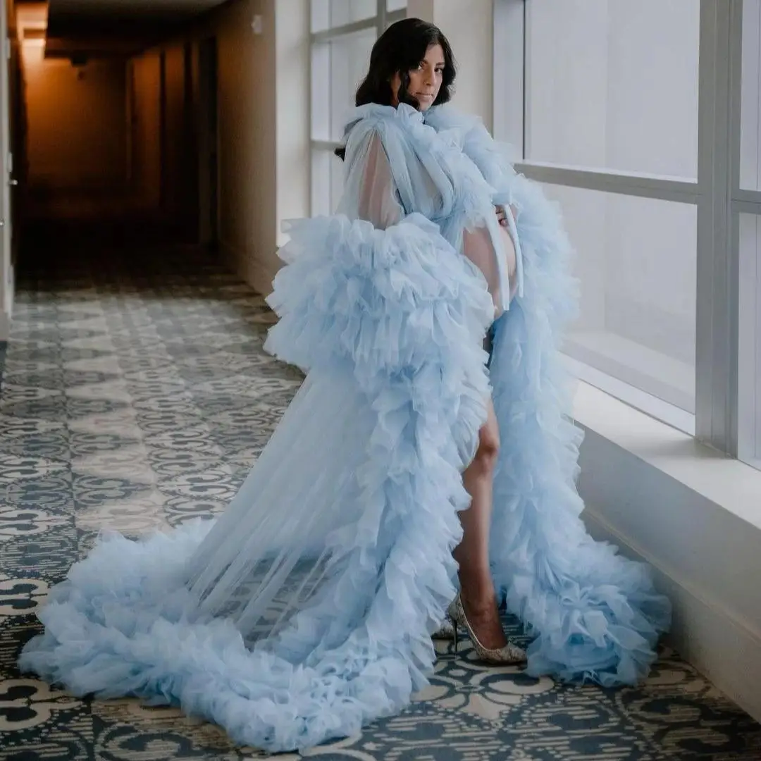 Ligh Blue Prom Dress for Pregnant Women Fluffy Ruffles Robe Long Party Gowns for Photography Sexy Maternity Nightgowns
Ligh Blue Prom Dress for Pregnant Women Fluffy Ruffles Robe Long Party Gowns for Photography Sexy Maternity Nightgowns