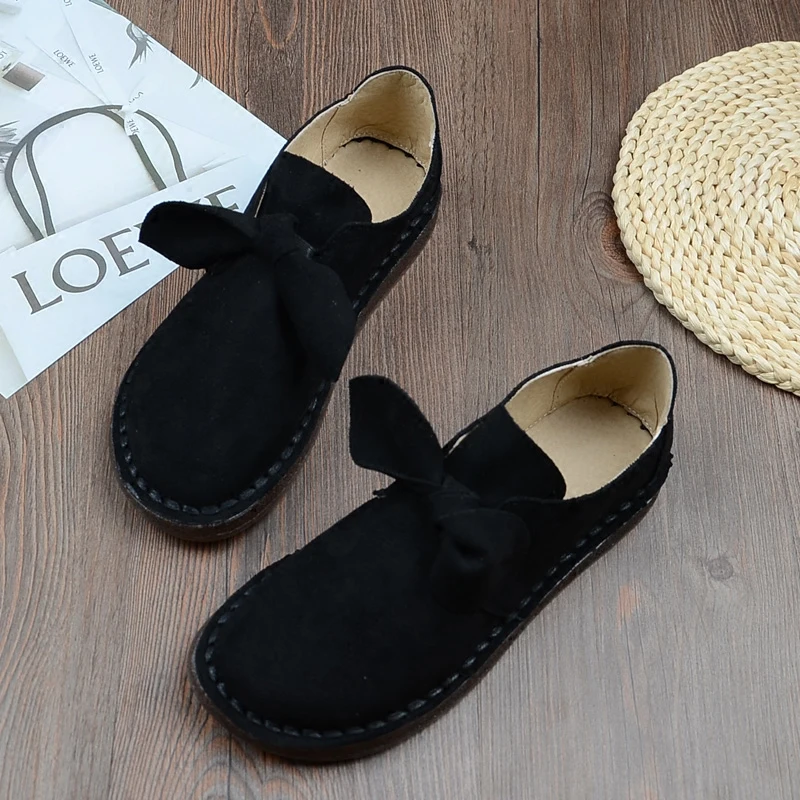 Mori Oxford Soft-sole Womens Shoes Retro Flat Casual Single Shoe Butterfly-knot Small Fresh Literary Handmade Flats | Обувь