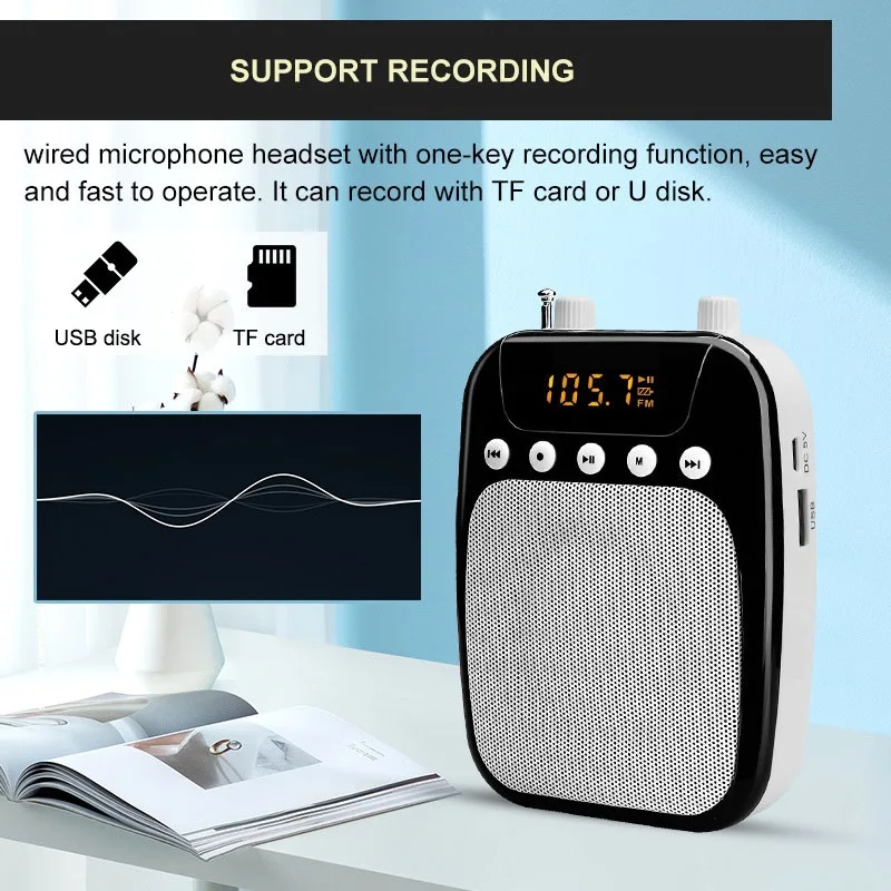 Усилитель микрофон для учителя динамик FM Запись с MP3-плеером FM радио TF карта USB мегафон портативный голос
Усилитель микрофон для учителя динамик FM Запись с MP3-плеером FM радио TF карта USB мегафон портативный голос