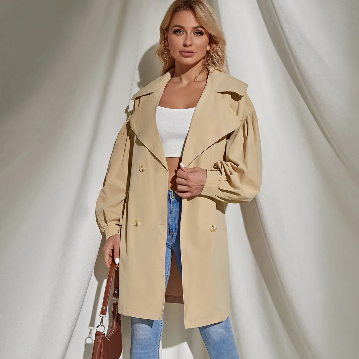 Autumn Winter Fashion Women's Chic Coat Casual Trench Long Sleeve Notched Collar Single Breasted Women Turn-down Collar Slim Top
Autumn Winter Fashion Women's Chic Coat Casual Trench Long Sleeve Notched Collar Single Breasted Women Turn-down Collar Slim Top