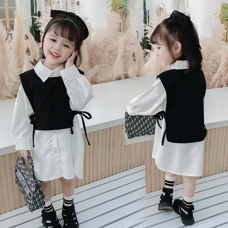 Spring and Autumn New Products Fashion Girls Two-piece Long Sleeve White Shirt + Black Vest
Spring and Autumn New Products Fashion Girls Two-piece Long Sleeve White Shirt + Black Vest
