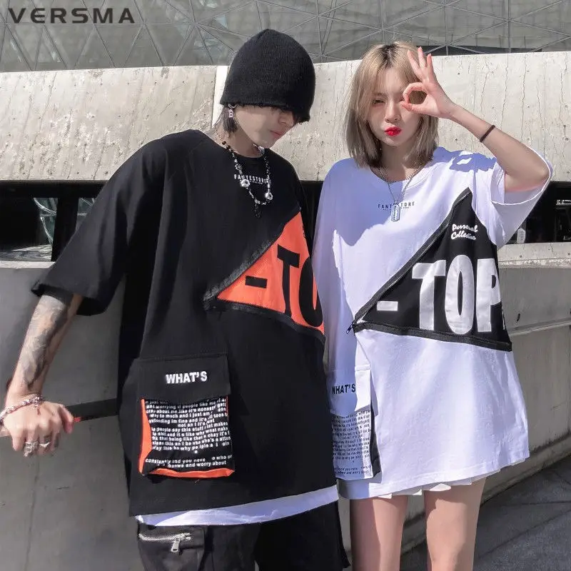 VERSMA в Корейском стиле Kpop шикарный карман на молнии Футболка мужская летняя