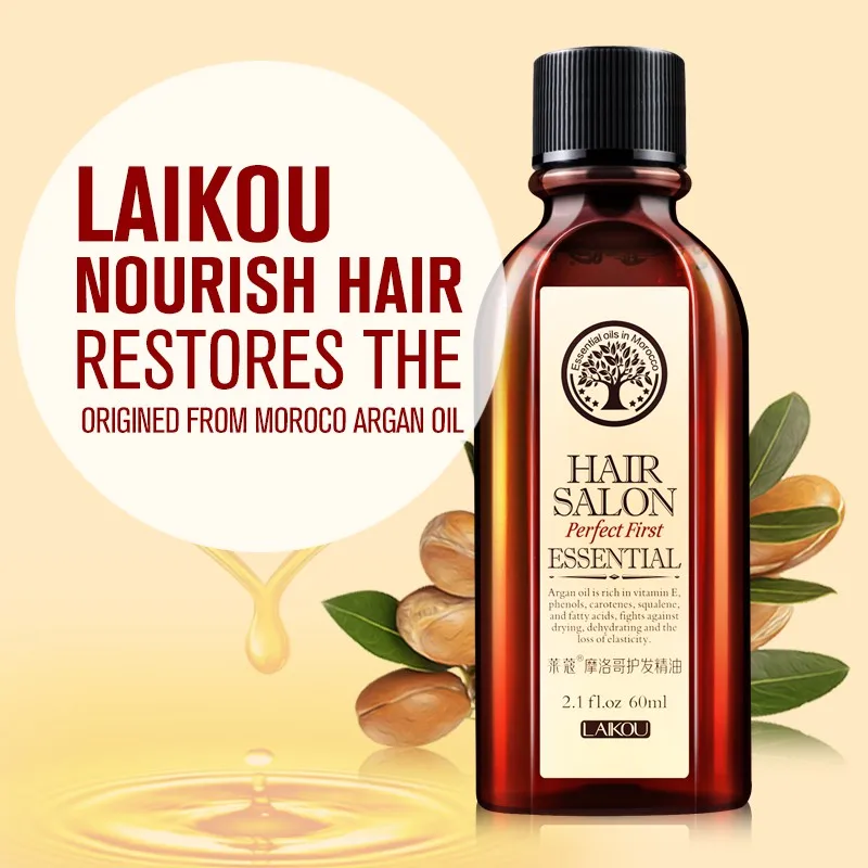 

LAIKOU Moroccan argan oil hair care protect damaged hair moisture 60ml Hair keratin Repair korean cosmetics Hair Scalp Treatment
