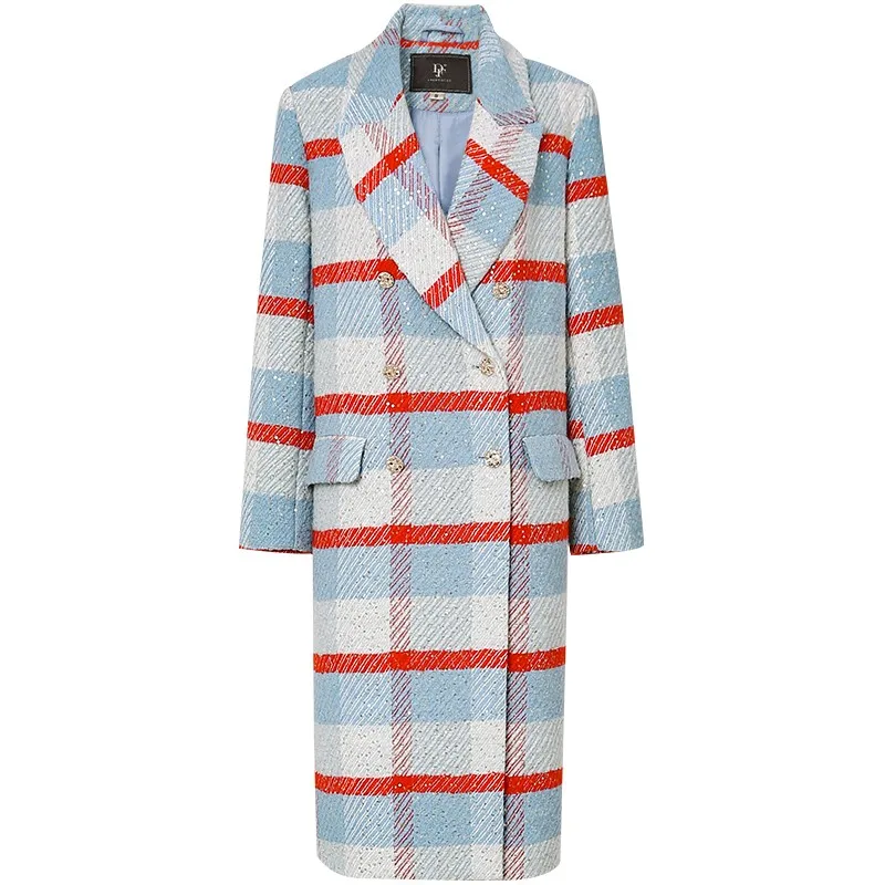 Женское шерстяное пальто с блестками, винтажное прямое двубортное пальто в клетку и полоску, элегантная длинная верхняя одежда из смешанной шерсти, Осень-зима
Женское шерстяное пальто с блестками, винтажное прямое двубортное пальто в клетку и полоску, элегантная длинная верхняя одежда из смешанной шерсти, Осень-зима