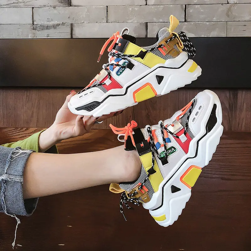 Женские кроссовки столбики коллекция 2019 года модная обувь на платформе Basket Femme
