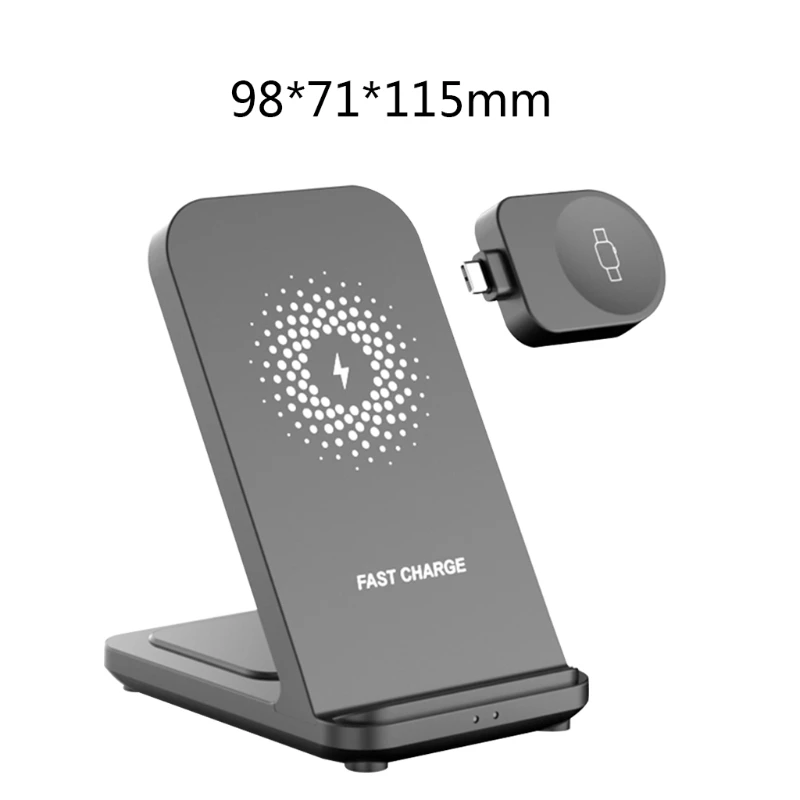 15W Fast Wireless Charger Base Stand Compatibe for A irpods i-Watch i-Phone Foldable Portable Charging Dock Station