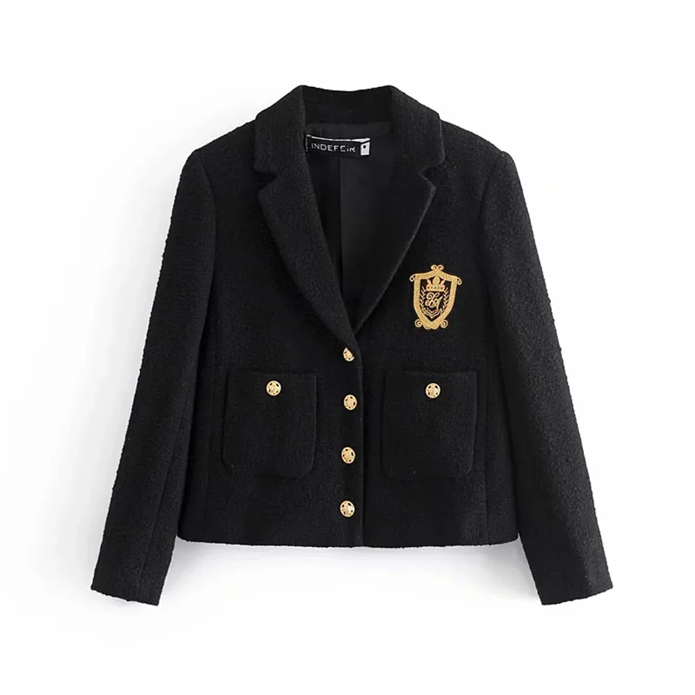 Fashion Vintage College Style Women Black Tweed Jacket Single-breasted Pocket Long Sleeve Female Uniform Coat Casaco Femme
Fashion Vintage College Style Women Black Tweed Jacket Single-breasted Pocket Long Sleeve Female Uniform Coat Casaco Femme