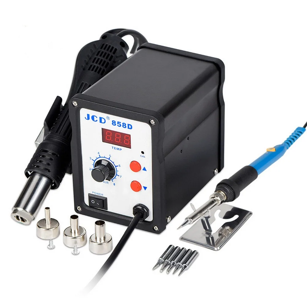 858D Hot Air Gun Soldering Station LED Digital Solder Iron Desoldering Station BGARework Solder Station Hot Air Gun Welding Tool
858D Hot Air Gun Soldering Station LED Digital Solder Iron Desoldering Station BGARework Solder Station Hot Air Gun Welding Tool
