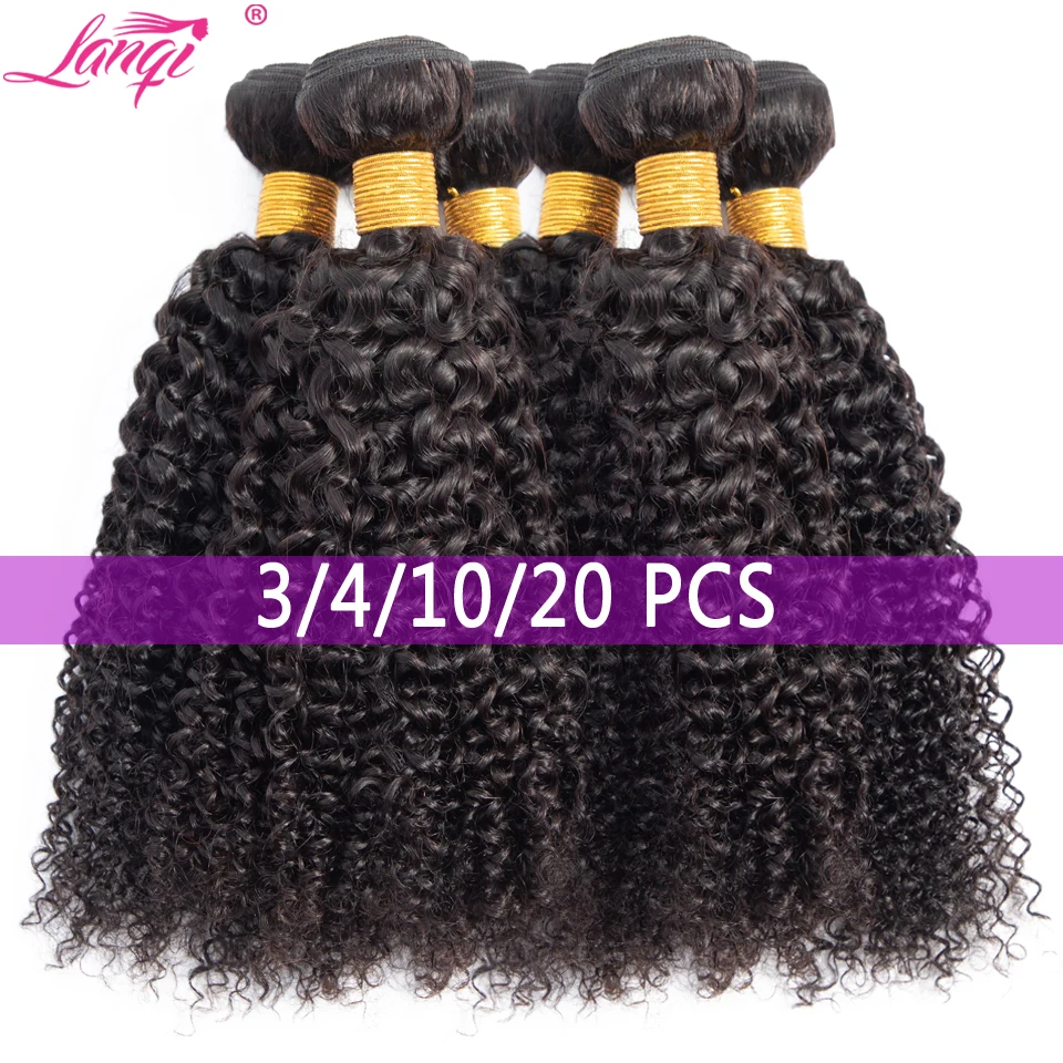 

Lanqi wholesale afro kinky curly human hair bundles deals non-remy hair extensions Peruvian Brazilian hair weave bundles bulk