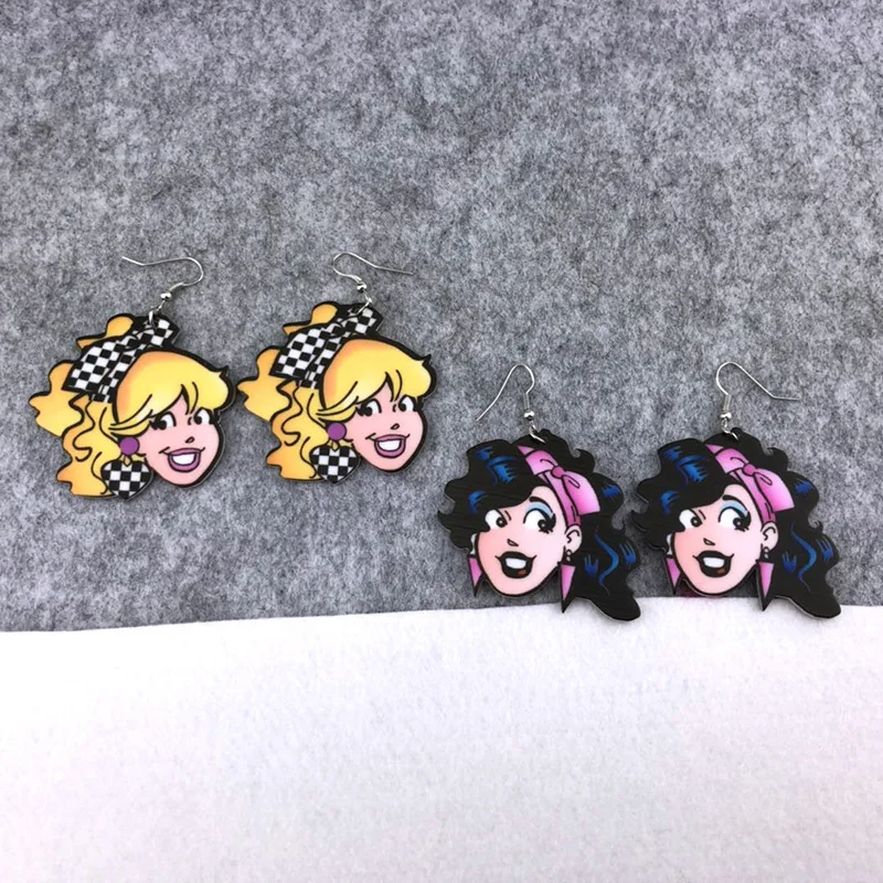 Забавные серьги-подвески с желтыми волосами для маленьких девочек модные