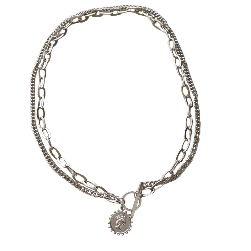 Korean Fashion New Design Punk Gothic Style Street Modern Silver Chunky Chain Necklace Coin Pendant Women Jewelry
Korean Fashion New Design Punk Gothic Style Street Modern Silver Chunky Chain Necklace Coin Pendant Women Jewelry