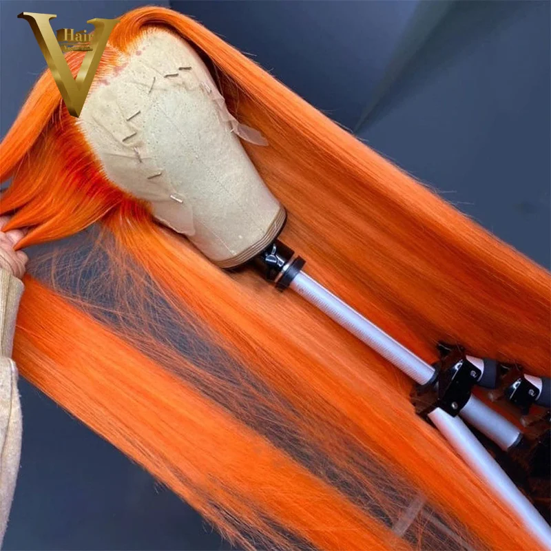 Orange Colored Human Hair Wigs For Women Brazilian Straight Lace Front Wig Transparent Lace Wigs Pre Plucked 4x4 Closure Wig
Orange Colored Human Hair Wigs For Women Brazilian Straight Lace Front Wig Transparent Lace Wigs Pre Plucked 4x4 Closure Wig