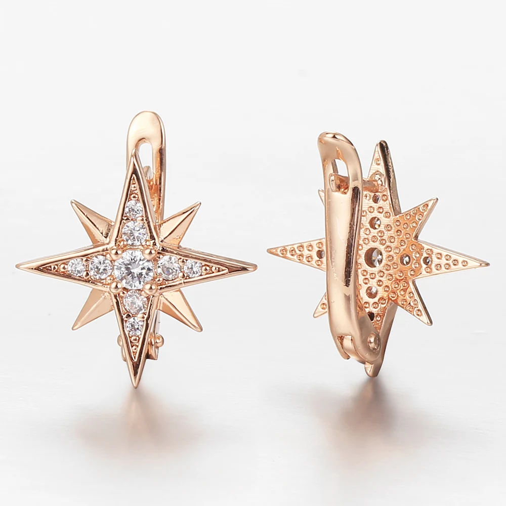 New Chic 585 Rose Gold Star Snowflake White Cubic Zircon Stud Drop Earrings for Women Girls Fashion Jewelry Gift GE320
New Chic 585 Rose Gold Star Snowflake White Cubic Zircon Stud Drop Earrings for Women Girls Fashion Jewelry Gift GE320