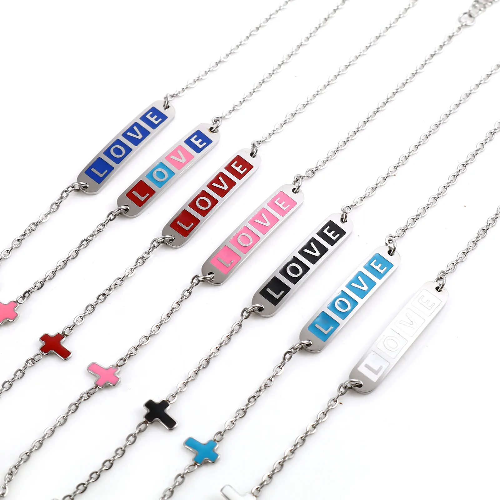 Stainless Steel Valentine's Day Bracelet For Women " LOVE " Enamel Link Cable Chain Bracelets Anklet Oval Cross Charms Gift
Stainless Steel Valentine's Day Bracelet For Women " LOVE " Enamel Link Cable Chain Bracelets Anklet Oval Cross Charms Gift