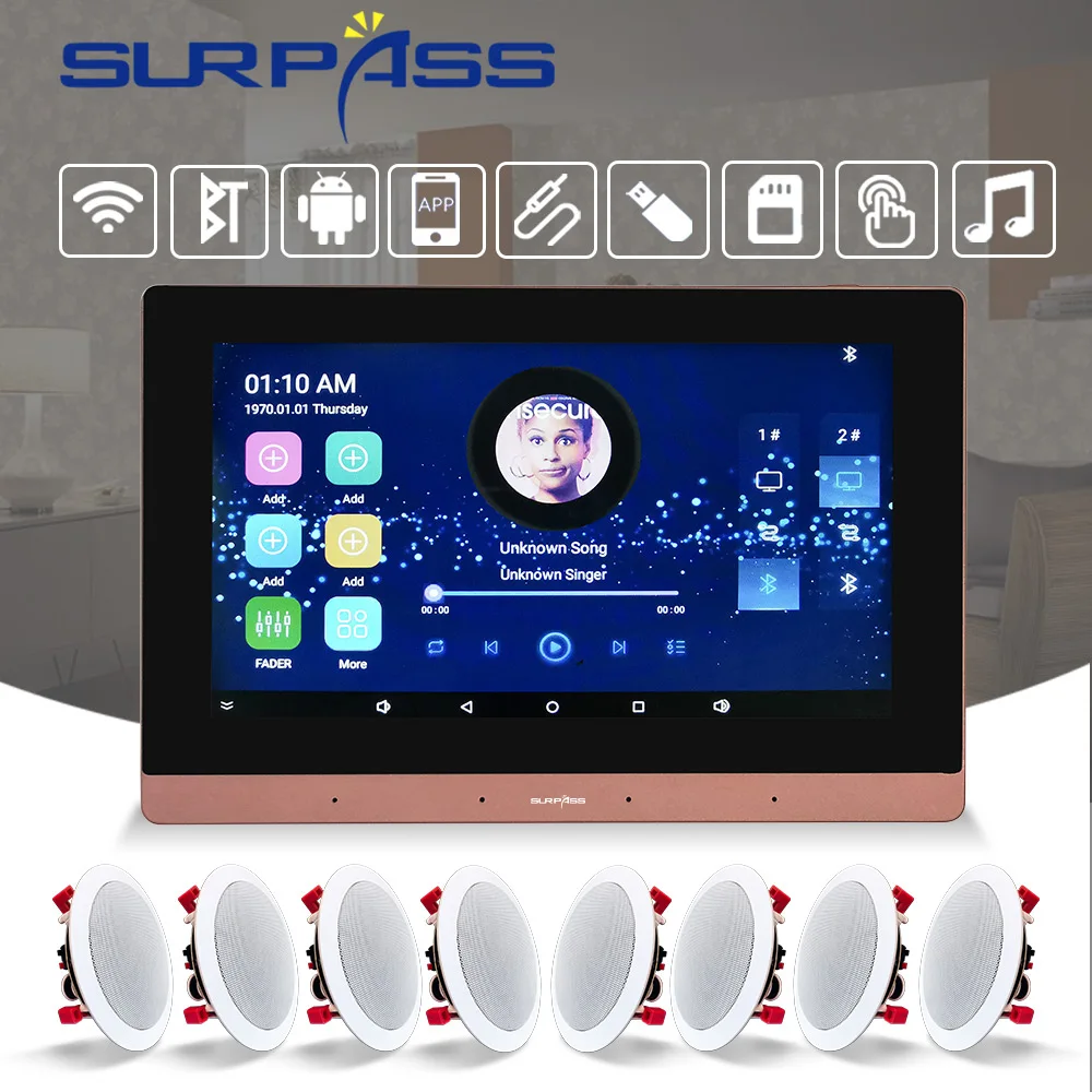 2G+16G WiFi BT Touch Scree Wall Amplifier Android Stereo PA HiFi Ceiling Speaker 8*25W Smart Home Audio System Music Player Kit
2G+16G WiFi BT Touch Scree Wall Amplifier Android Stereo PA HiFi Ceiling Speaker 8*25W Smart Home Audio System Music Player Kit
