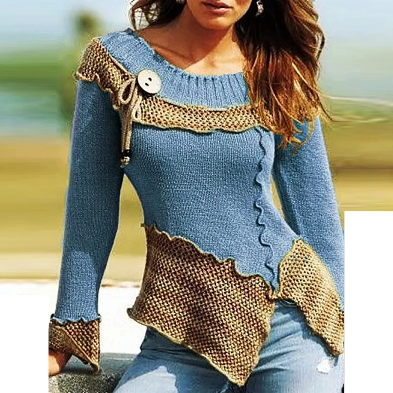 2020 Fashion Autumn Winter Women Vintage Sweaters Vogue Round Collar Long Sleeve Irregular Pullovers Plus Size Retro Ribbed Tops
2020 Fashion Autumn Winter Women Vintage Sweaters Vogue Round Collar Long Sleeve Irregular Pullovers Plus Size Retro Ribbed Tops