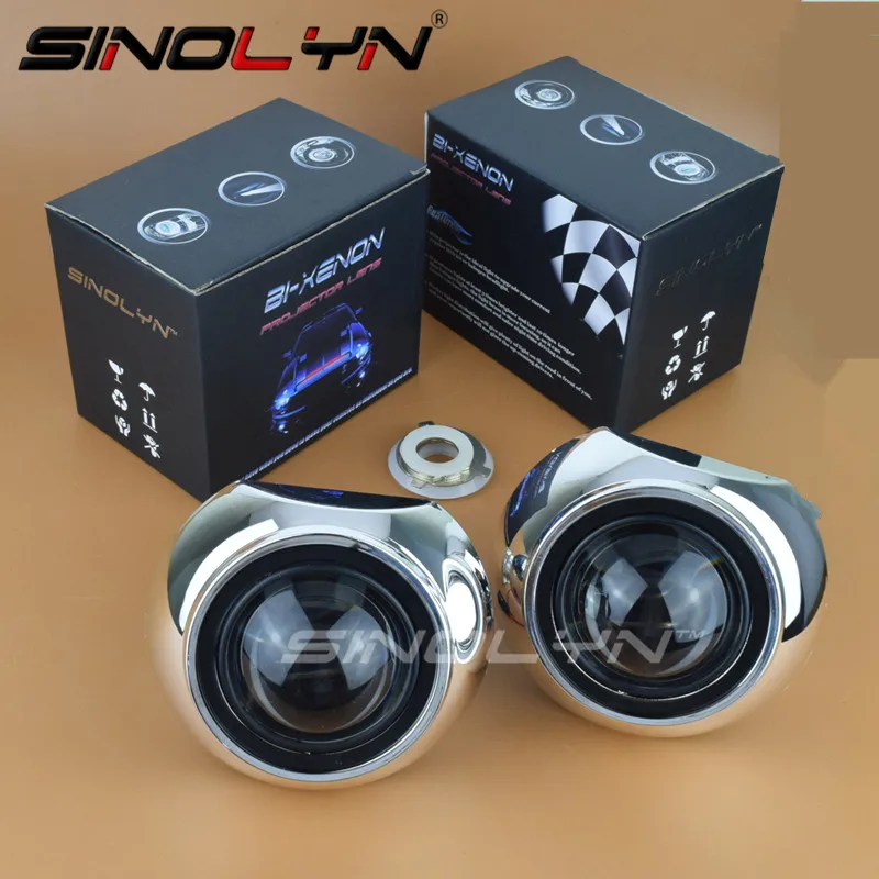 Фото Sinolyn 2 5 дюймовые Биксеноновые линзы для фар H7 H4 Iris проектор Автомобильные фары H1 HID
