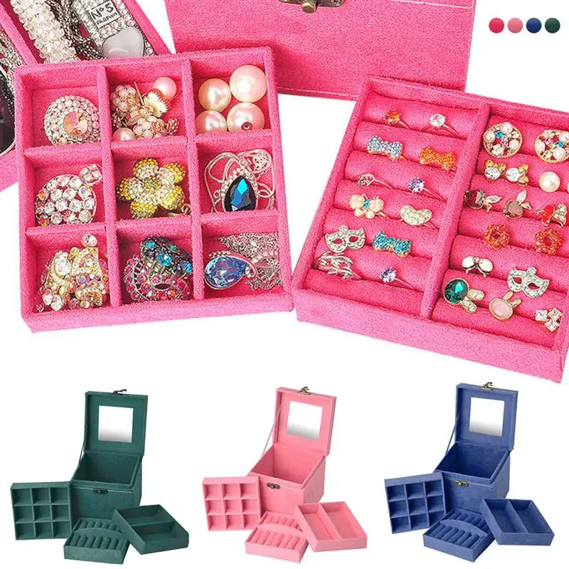 3-Layer Flannel Jewelry Packaging Box With Makeup Mirror Jewelry Box Ear Rings Makeup Storage Box Home Organizer For Cosmetic
3-Layer Flannel Jewelry Packaging Box With Makeup Mirror Jewelry Box Ear Rings Makeup Storage Box Home Organizer For Cosmetic