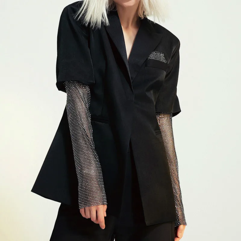 High street style spring autumn new women bling diamonds stitching long sleeve blazer coats black
High street style spring autumn new women bling diamonds stitching long sleeve blazer coats black