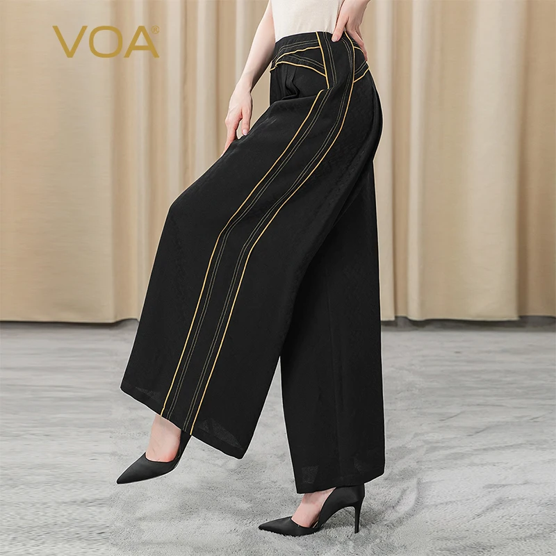 VOA Silk Trousers Jacquard Side Zipper Bright Line Lock Tuck Stitching Straight Casual Spring Wide-leg Pants for Women KE185
VOA Silk Trousers Jacquard Side Zipper Bright Line Lock Tuck Stitching Straight Casual Spring Wide-leg Pants for Women KE185